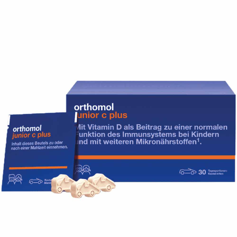 Orthomol Junior C Plus chewing tablets with the taste of tangerine N30