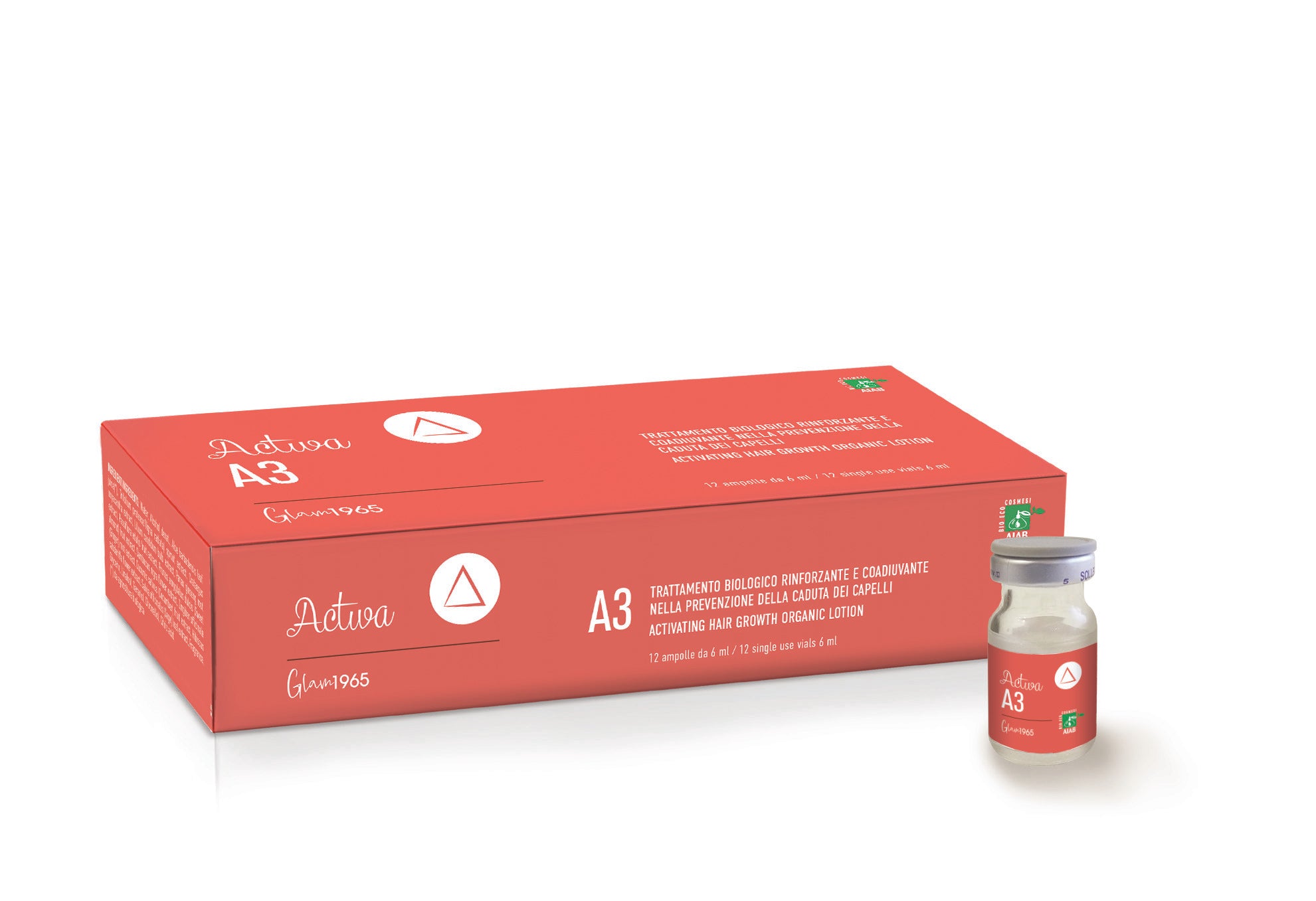 GLAM A3 Refreshing activating hair growth organic lotion 12 AMPS x 6 ml