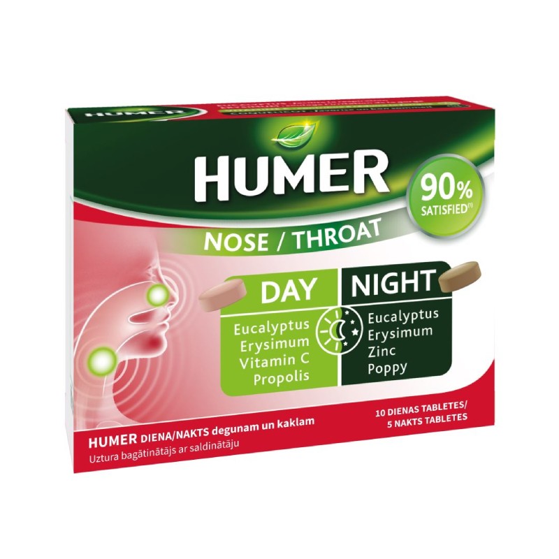 HUMER Day and night, tablets for nose and throat N15