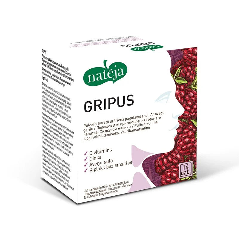 NATĒJA Gripus Vitamin C + Zn powder for hot drink N14