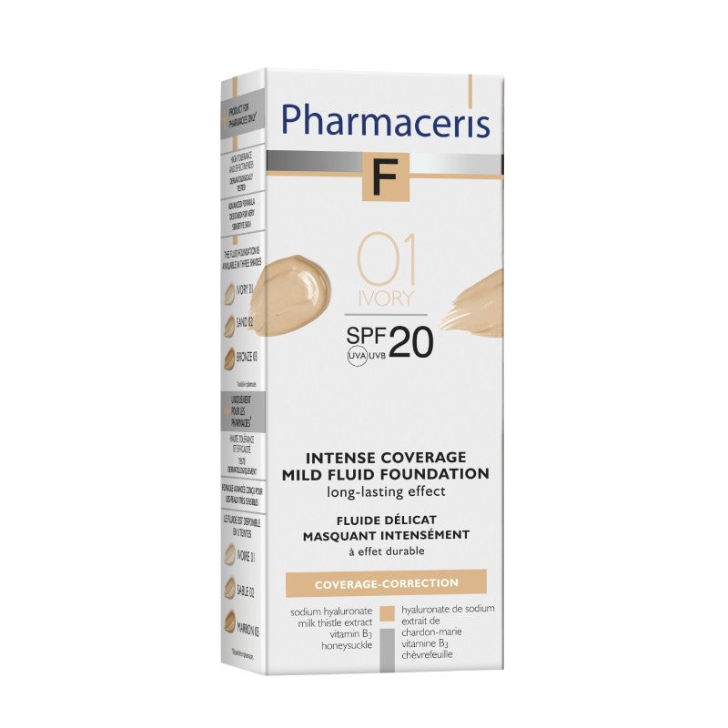 PHARMACERIS F Intense Coverage SPF20 foundation 01 Ivory 30 ml
