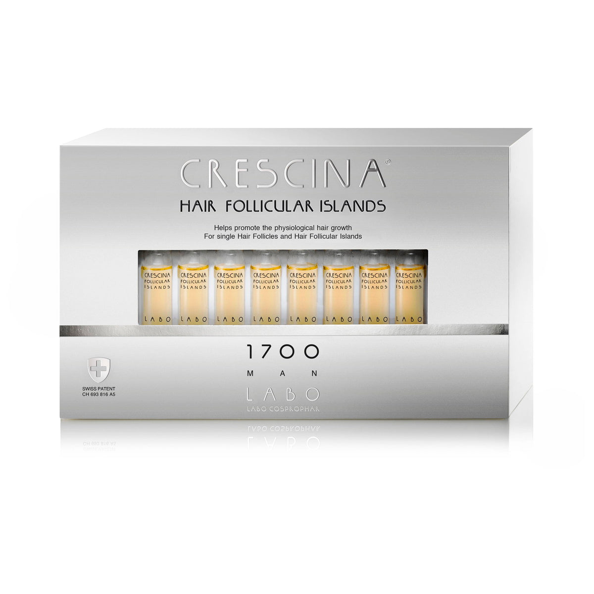 Labo Cosprophar Suisse, Crescina Follicular Islands 1700, For Growth Stimulation, Ampoules Treatment Serum, For Scalp, For Men, 20 pcs
