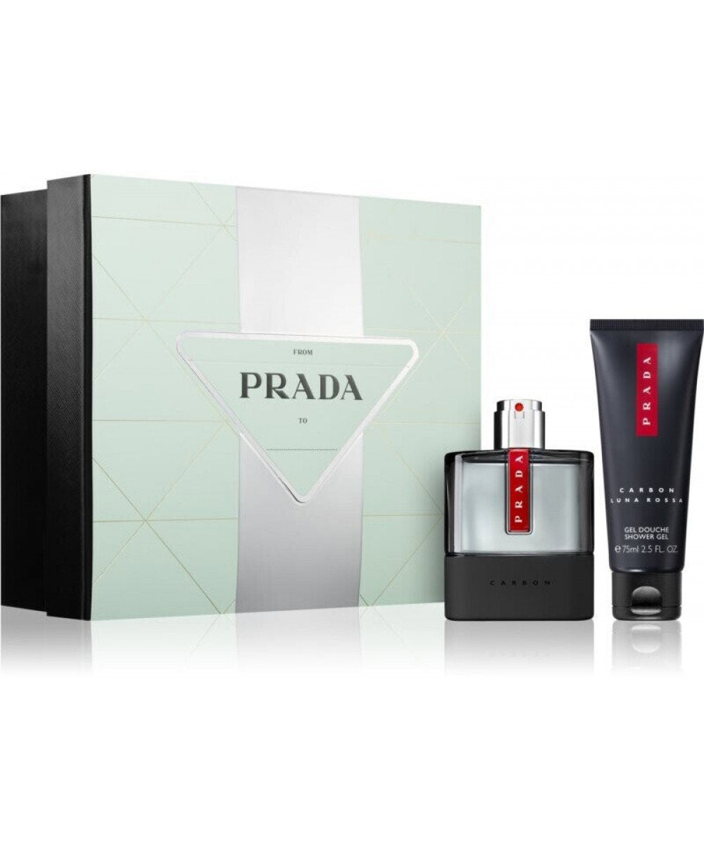 Set Prada: Luna Rossa Carbon, Eau De Toilette, For Men, 50 ml + Luna Rossa Carbon, Revitalized, Shower Gel, Body, 75 ml